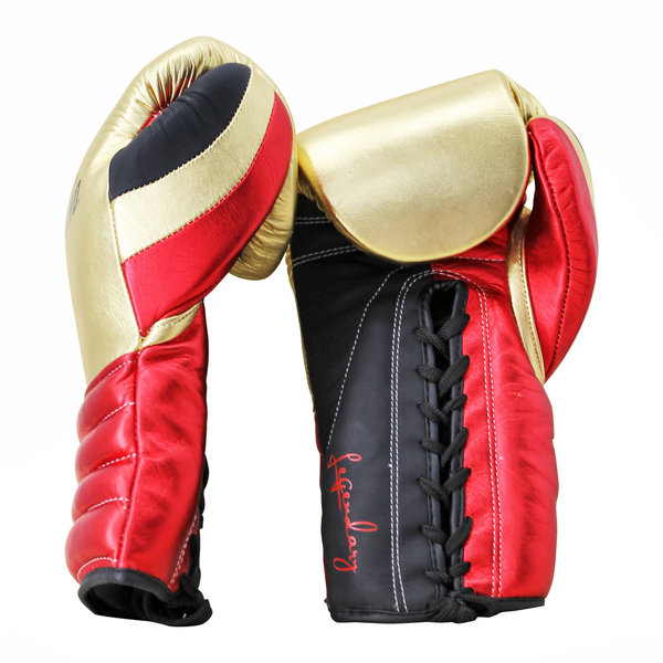 Lace Boxing Gloves Limited Men's/Women's Black-Red-Gold Leather Lace Boxing Gloves Limited Men's/Women's Black-Red-Gold Leather