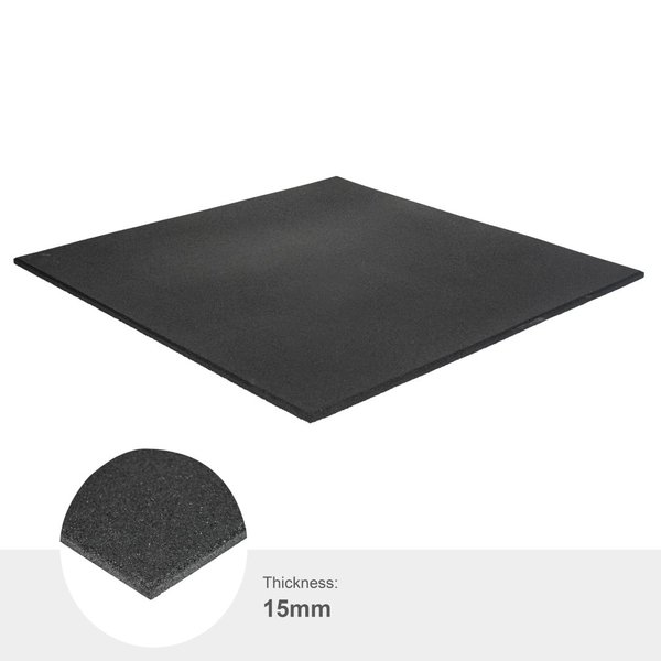 Fitnessvloer | Heavy Duty Rubber | 1,5 cm | Zwart Fitnessvloer | Heavy Duty Rubber | 1,5 cm | Zwart