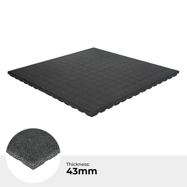 Fitness floor | Heavy Duty Rubber | 4.3cm | Black