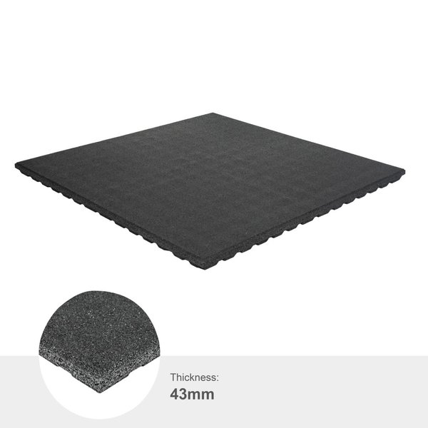 Fitness floor | Heavy Duty Rubber | 4.3cm | Black