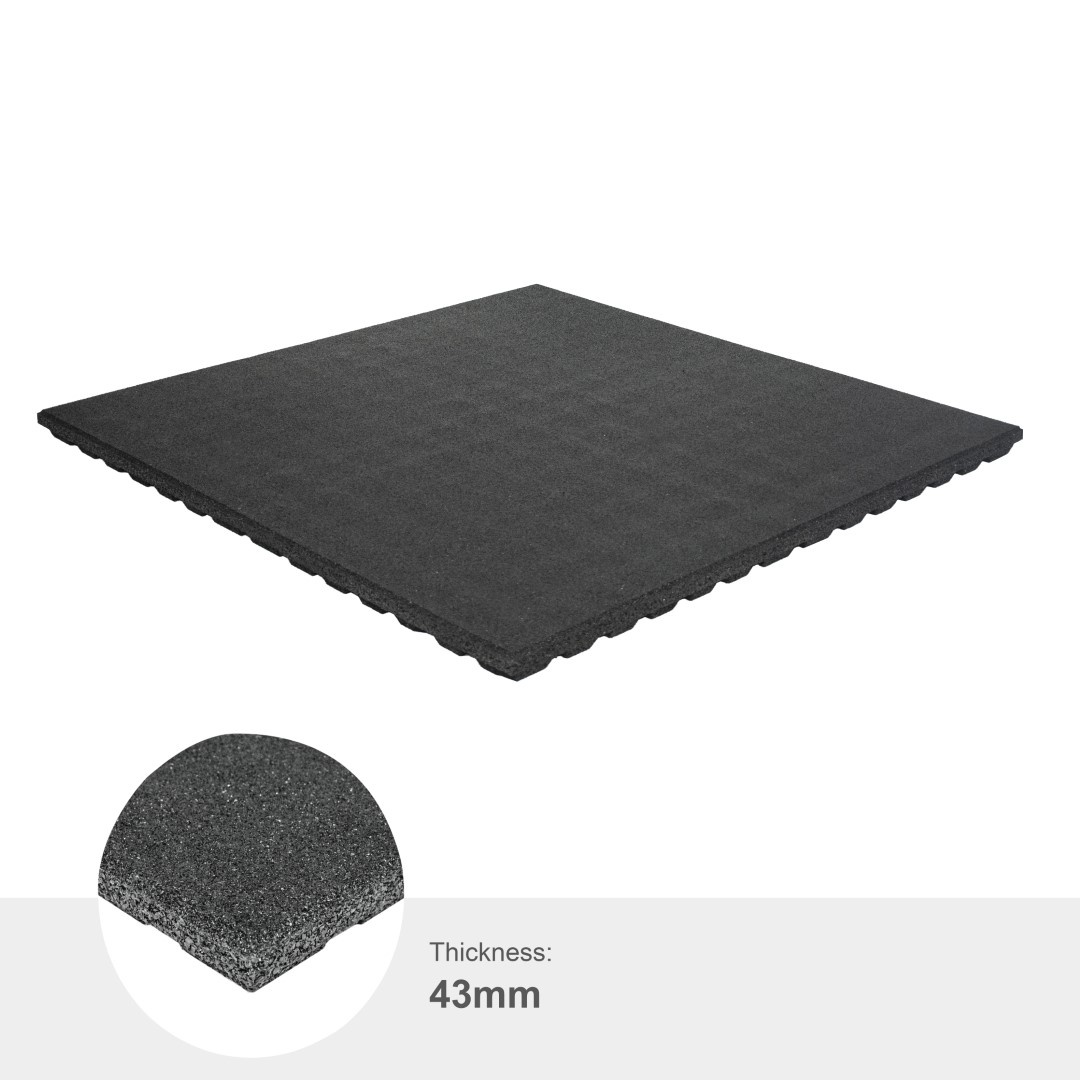 Fitness floor | Heavy Duty Rubber | 4.3cm | Black