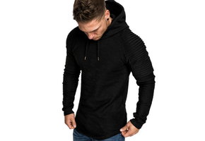 Hoodie Rib Sleeve Black