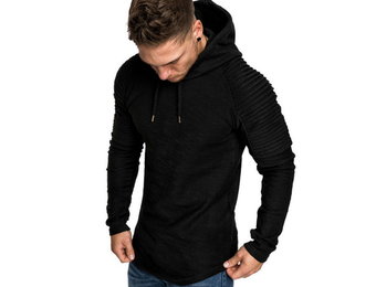 Hoodie Rib Sleeve Black