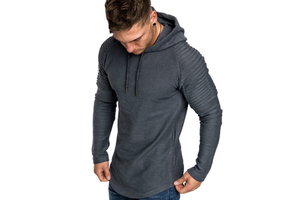 Hoodie Rib Sleeve Grey