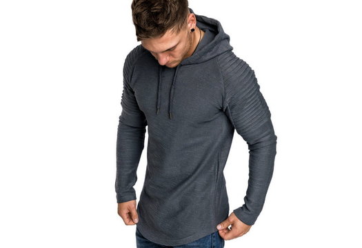 Hoodie Rib Sleeve Grey