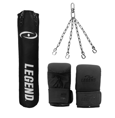 Punching bag Black Bisonyl / Punching bag gloves Leather Set various sizes