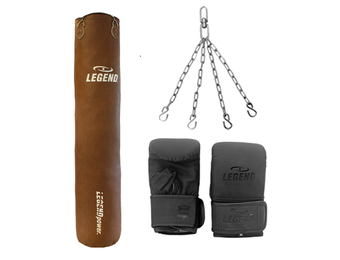 Bokszak Bruin Vintage/Bokszakhandschoenen Leer Set diverse maten