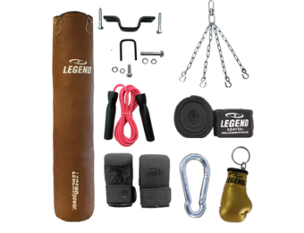 Bokszak Bruin Vintage / Plafondbeugel Complete Set diverse maten