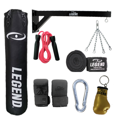 Punching bag Black Bisonyl / Wall bracket Complete Set various sizes