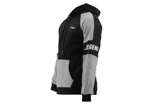 Hoodie dames/heren zwart grijs fleece