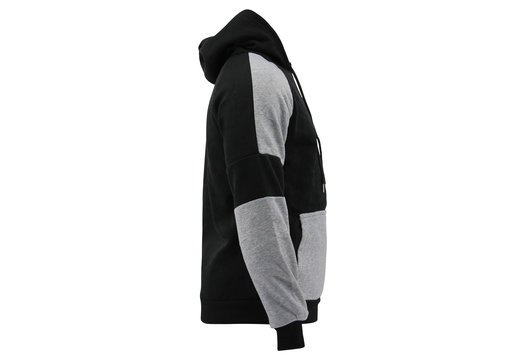 Hoodie dames/heren zwart grijs fleece