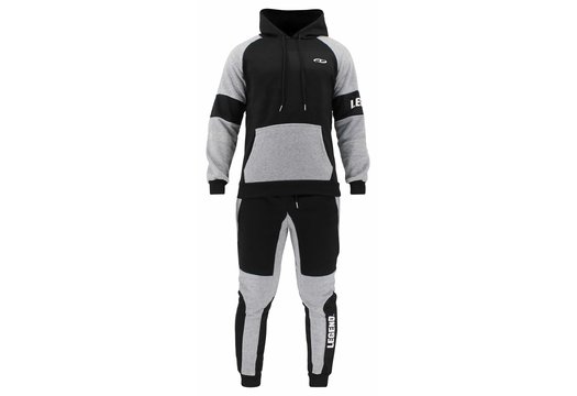 Hoodie dames/heren zwart grijs fleece