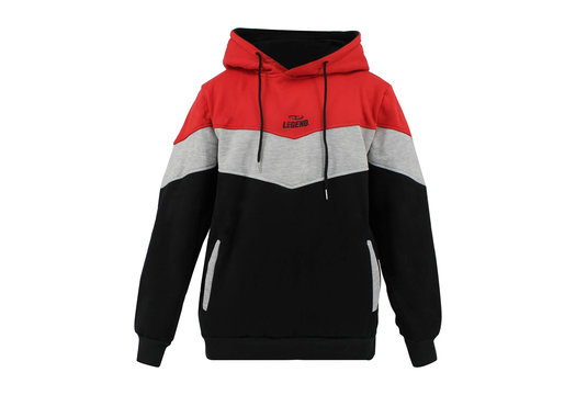 Hoodie Legend tricolore dames/heren Rood fleece