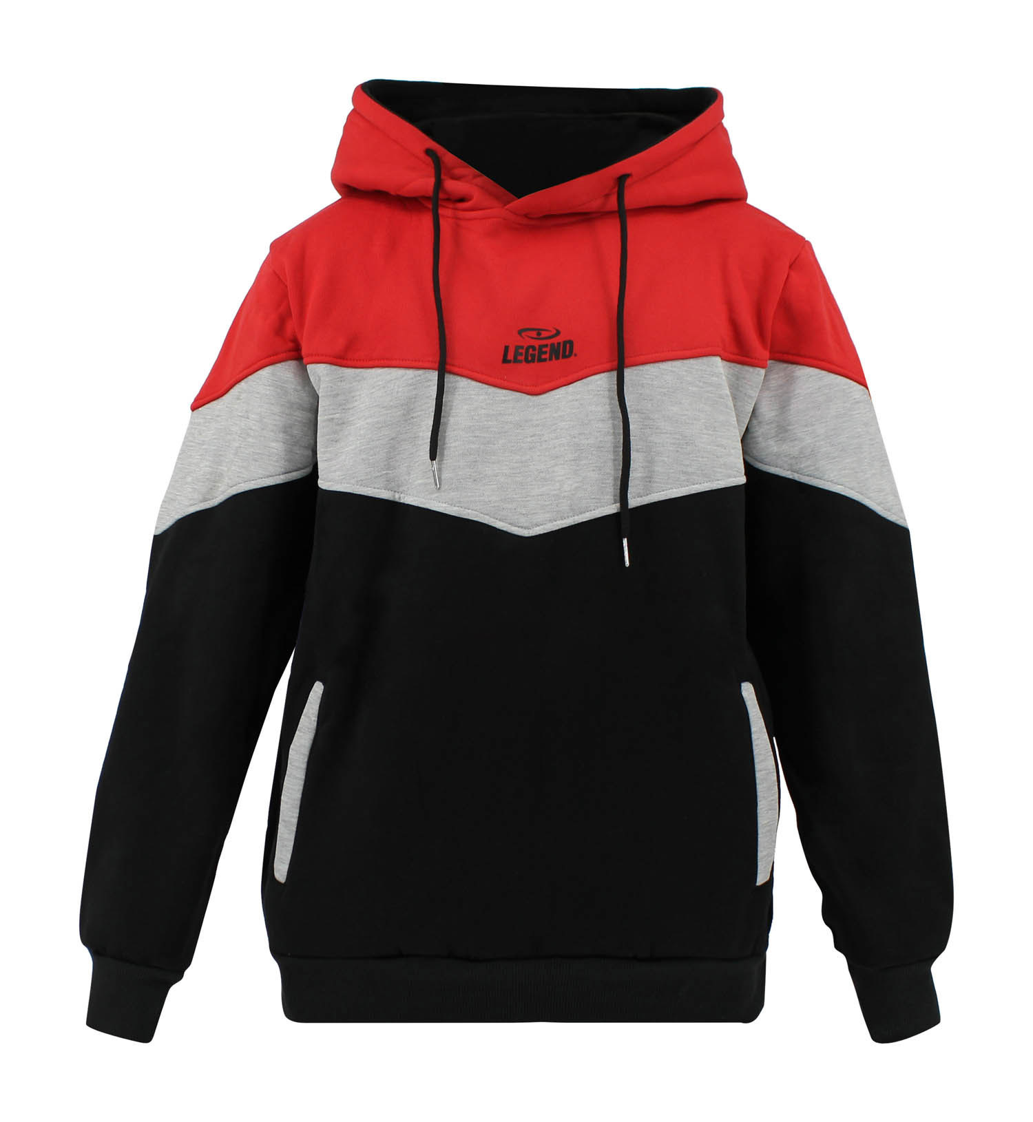 Hoodie Legend tricolore dames/heren Rood fleece