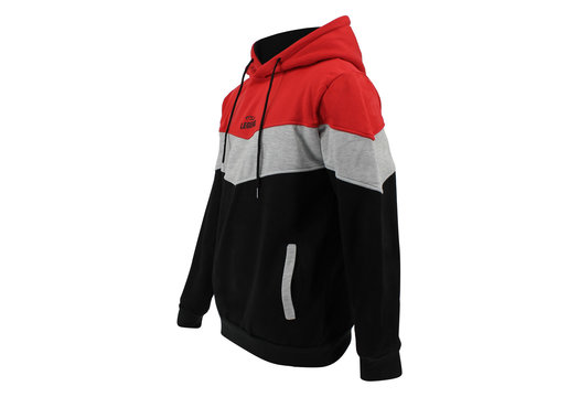 Hoodie Legend tricolore dames/heren Rood fleece