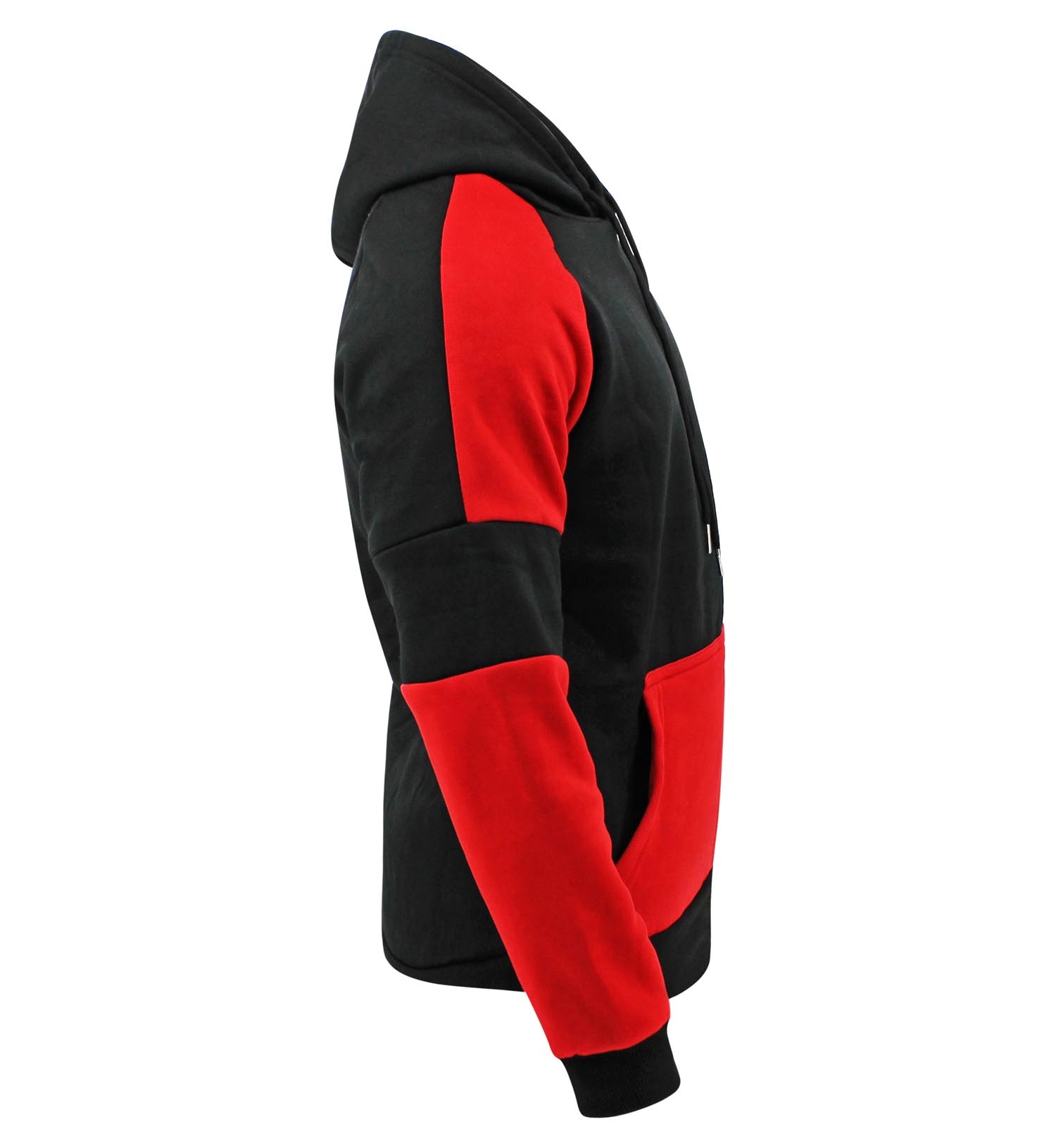 Hoodie dames/heren zwart rood fleece
