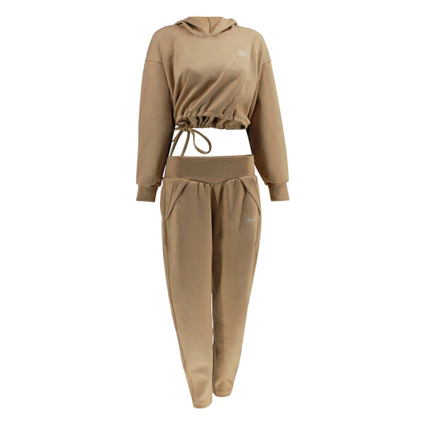 GracefulGlide Fashion Tracksuit Dames Beige