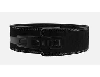 PowerLifting Belt Dames/Heren Zwart Leer – Aanpasbare Sluiting voor Krachttraining
