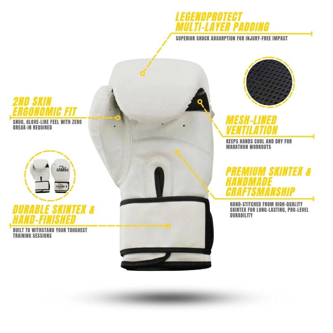 Powerfit & Protect Boxing Gloves Men/Women White PU