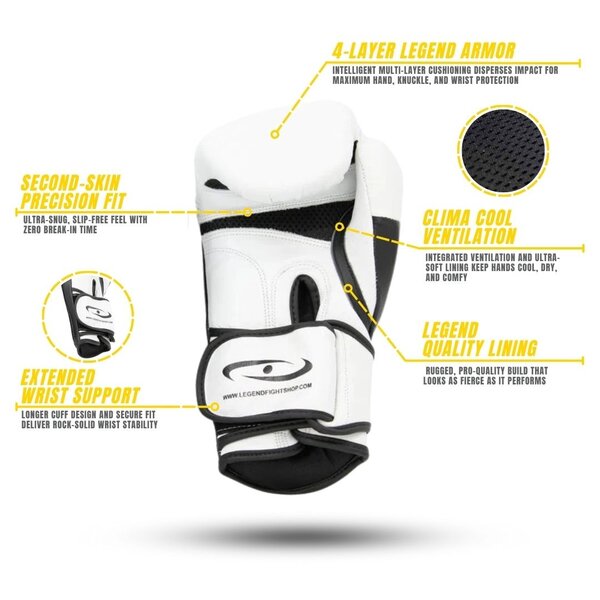 Power Special Boxing Gloves Men/Women White Leather