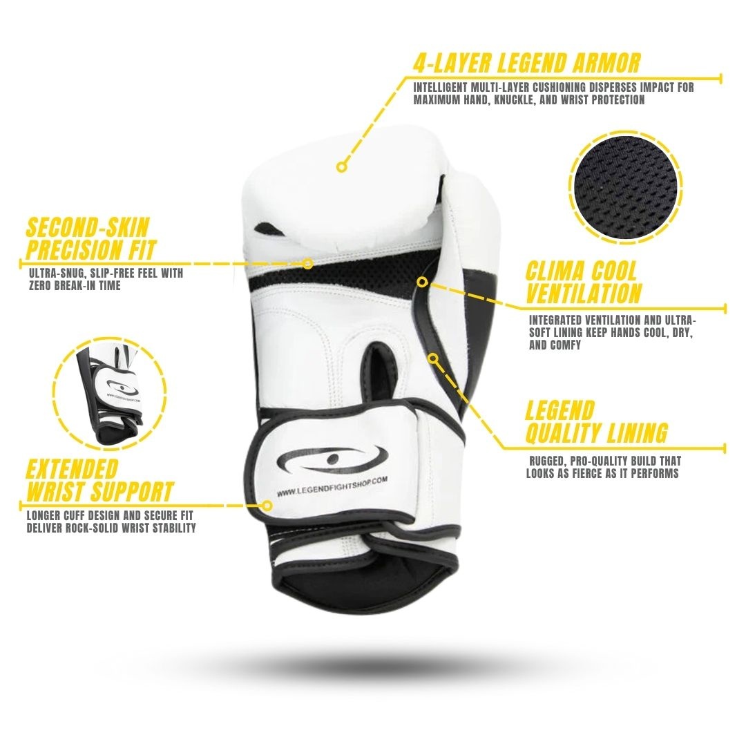 Power Special Boxing Gloves Men/Women White Leather