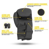 Wrist Lock Bokshandschoenen Heren/Dames Mat Zwart  Leer Wrist Lock Bokshandschoenen Heren/Dames Mat Zwart  Leer