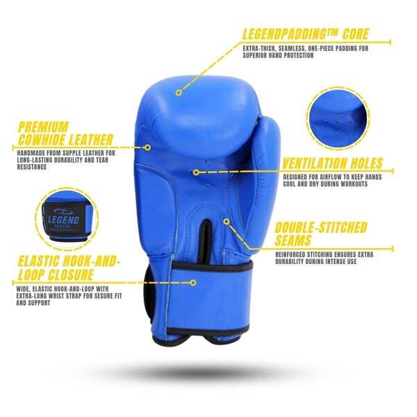 Kids Boxing Gloves Blue 6oz Leather