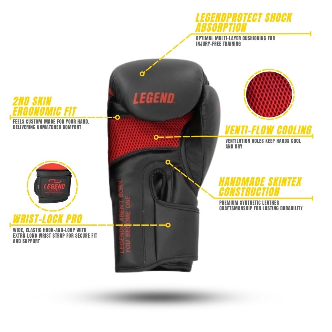 EcoFIT Men's/Women's Boxing Gloves Black-Red PU