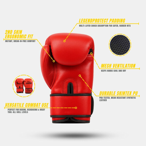 Powerfit & Protect Boxing Gloves Men/Women Red PU