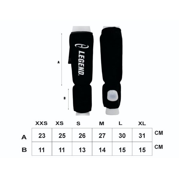 Shin Guards Legend Easy Kids/Adults Black Elastic