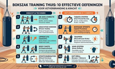 Bokszak training thuis: 10 effectieve oefeningen voor vetverbranding en kracht