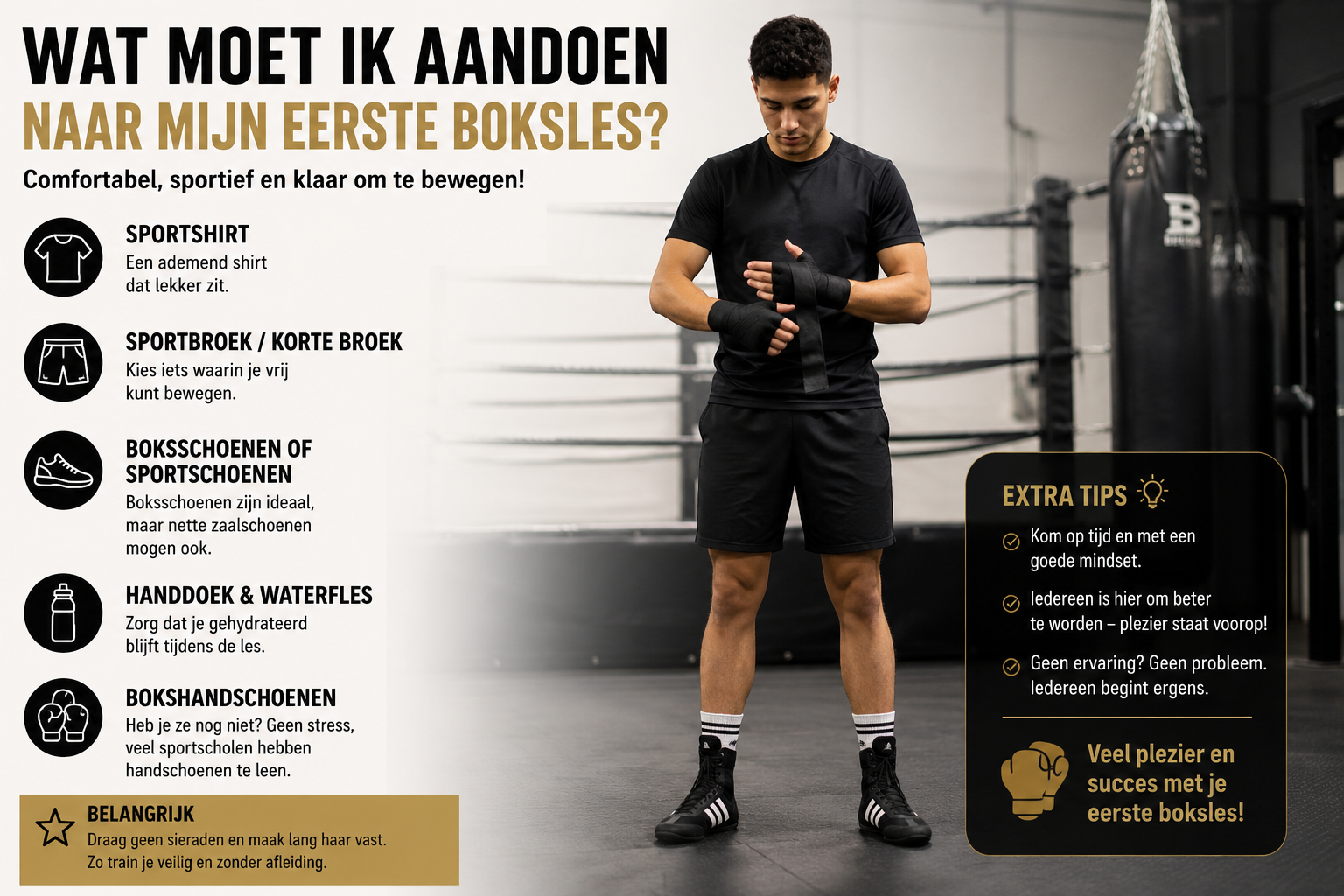 Wat moet ik aandoen naar mijn eerste boksles?