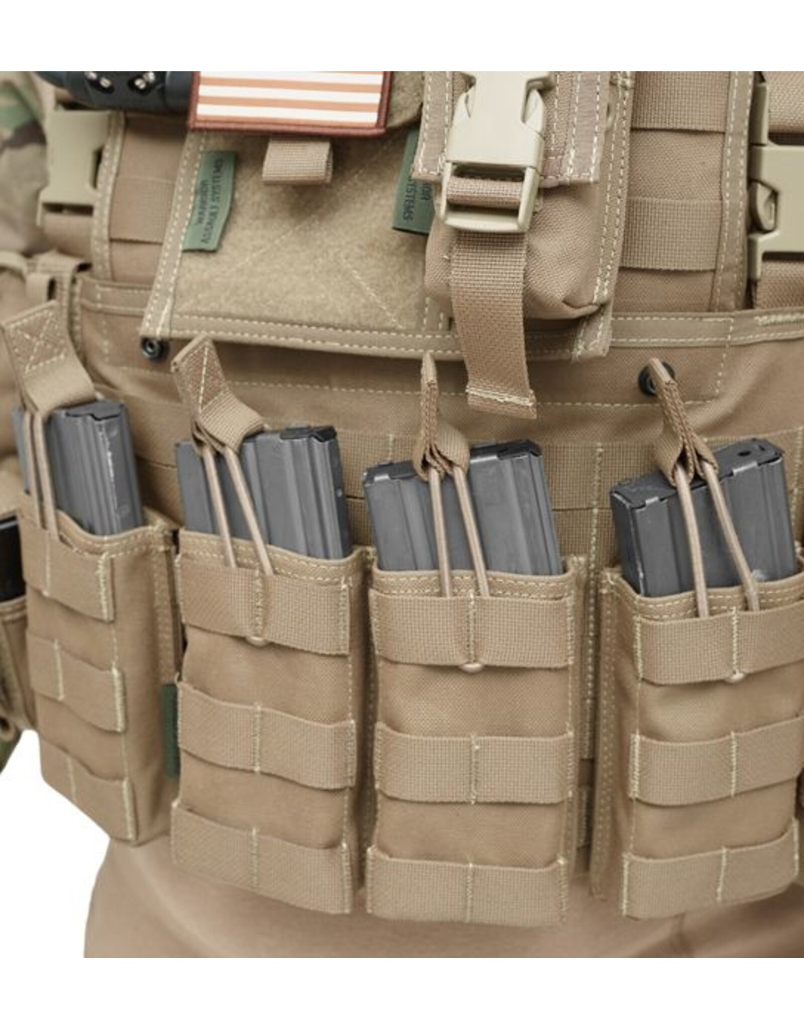 Warrior Triple Open 5.56 Mag Bungee Retention - Coyote Tan