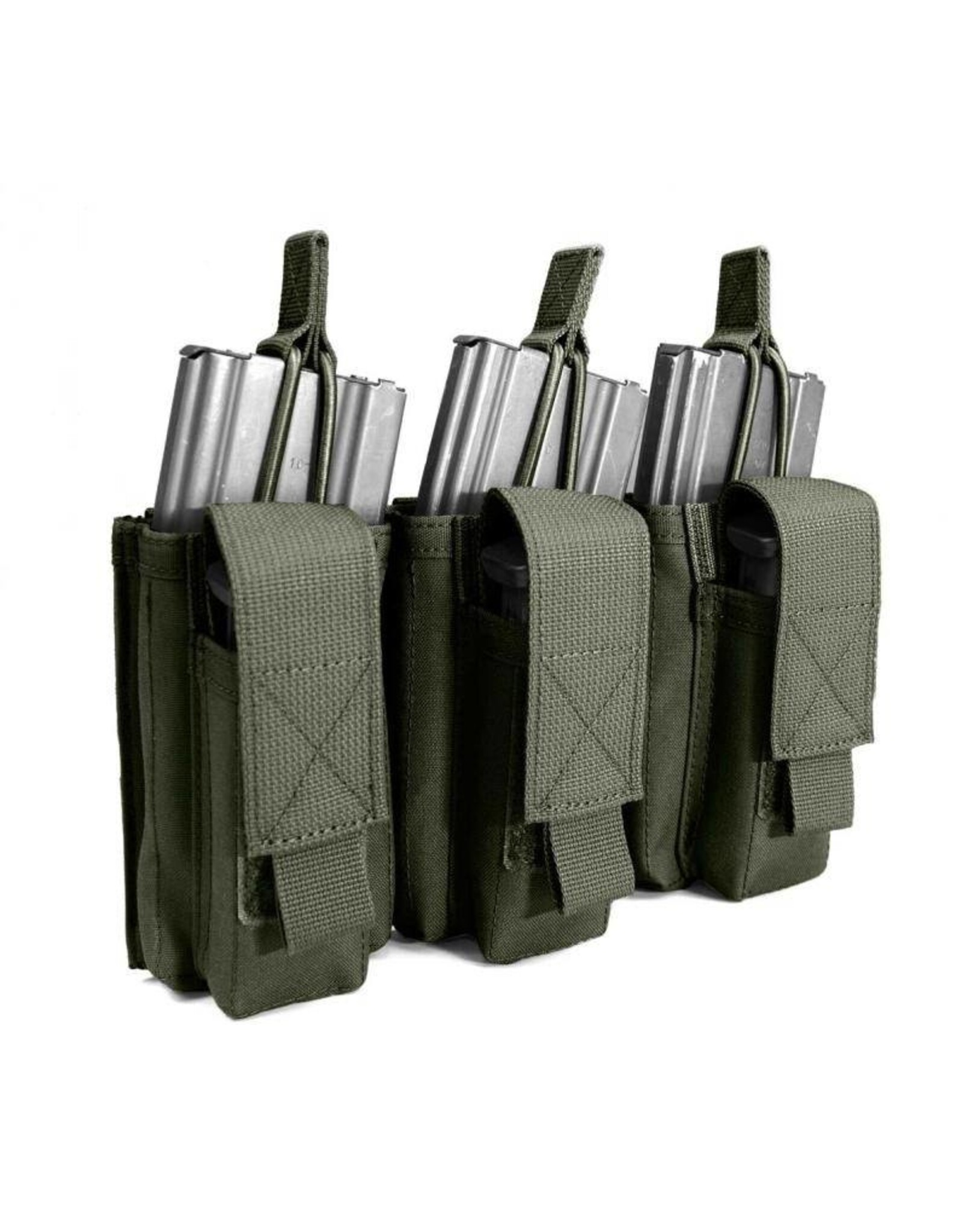 Warrior Triple Open 5.56mm Mag w 3 Pistol Mag Pouches - Olive Drab
