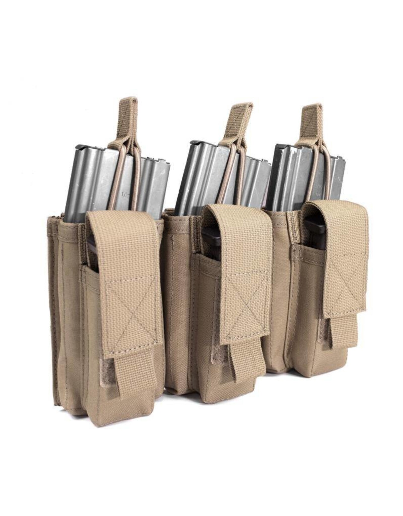 Warrior Triple Open 5.56mm Mag w 3 Pistol Mag Pouches - Coyote Tan