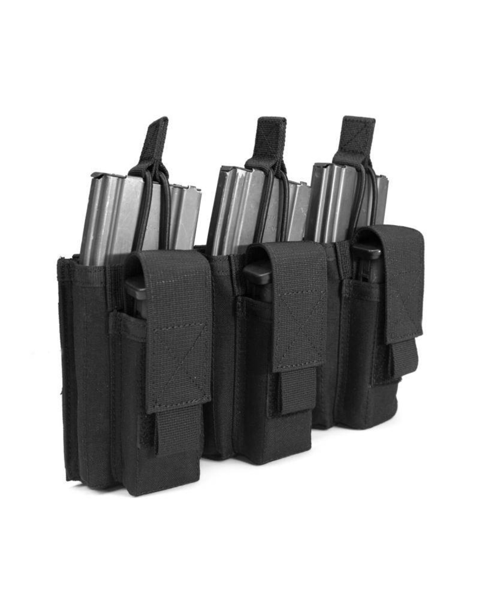 Warrior Triple Open 5.56mm Mag w 3 Pistol Mag Pouches - Black