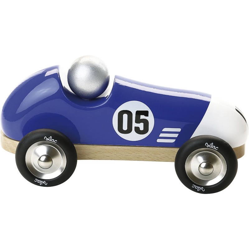 Vilac vintage racing car wood blue large 2335B Rocket Toys