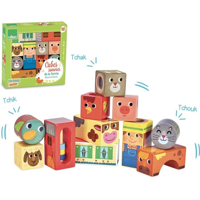 Vilac Musical blocks farm wood 2102
