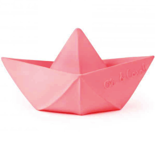 Oli & Carol Origami boat pink teething and bath toy