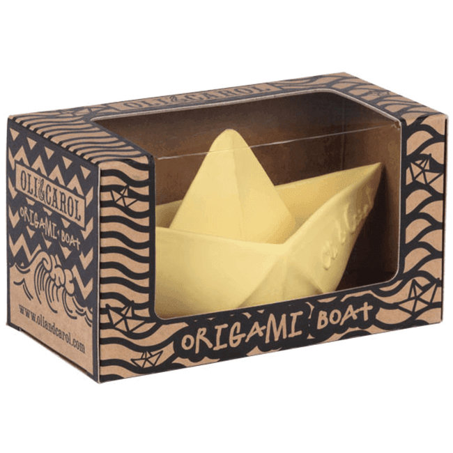 Oli & Carol Origami boat vanilla teething and bath toy