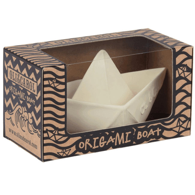 Oli & Carol Origami boat white teething and bath toy