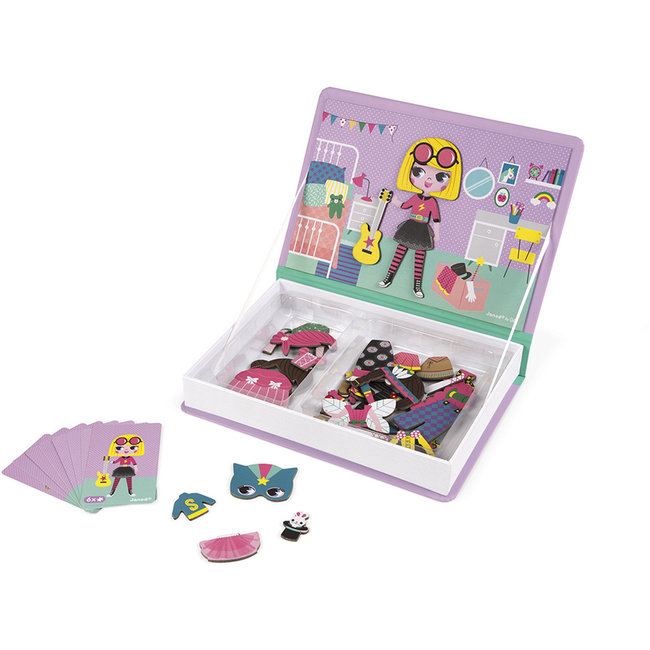 Janod Magnetbuch Kostüm für Mädchen 46 Teile