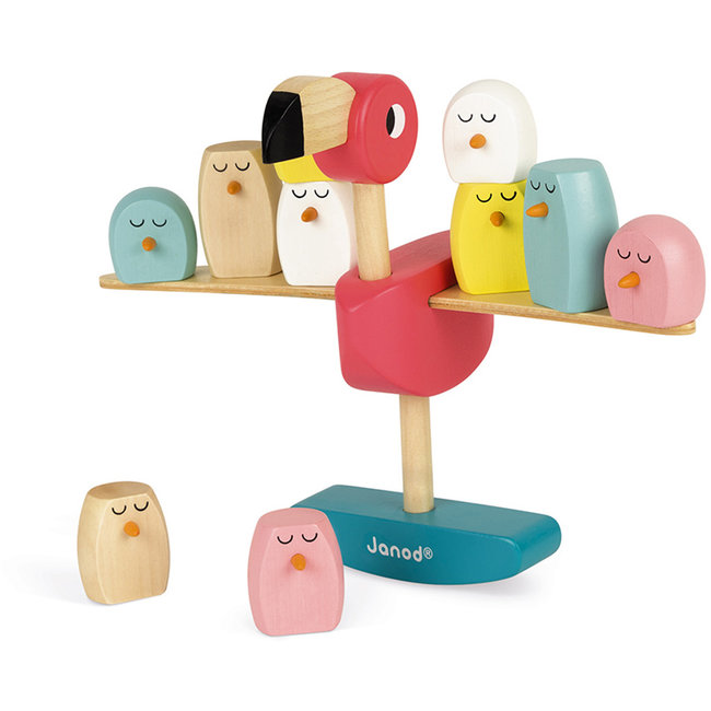 Janod Evenwichtsspel flamingo van hout
