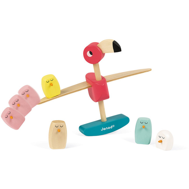 Janod Evenwichtsspel flamingo van hout