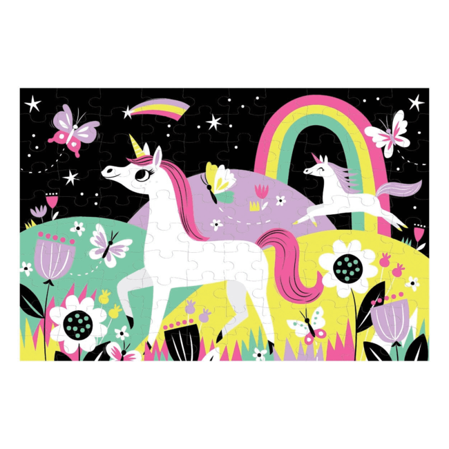 Mudpuppy Glow in the dark puzzel unicorn 100 st.