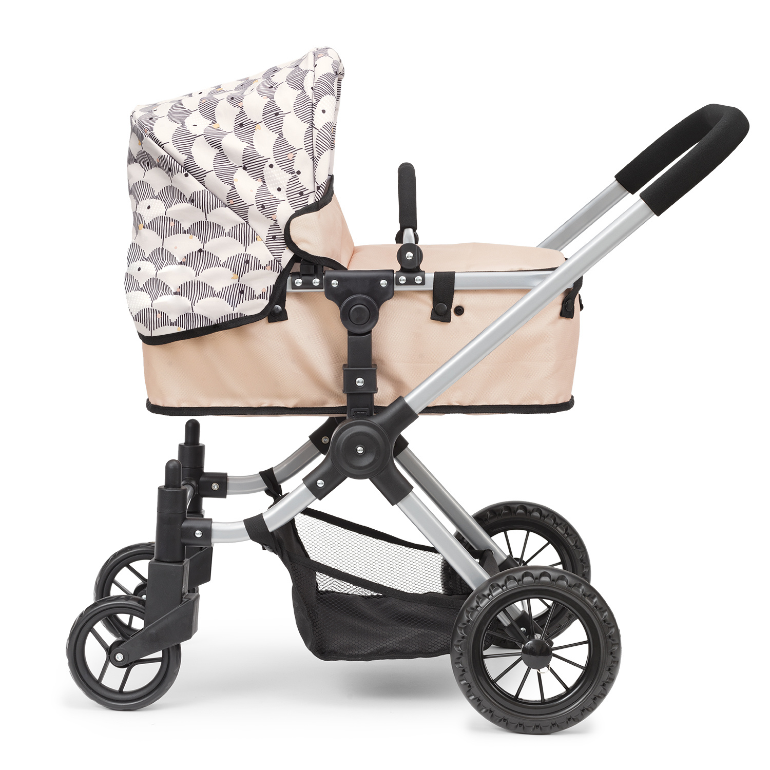 dolls pram with swivel wheels