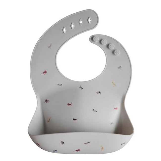 Mushie Silicone Bib Safari Grey