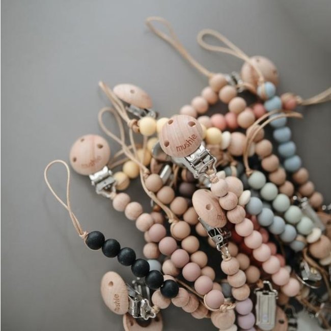 Mushie Pacifier Strap Cleo Black