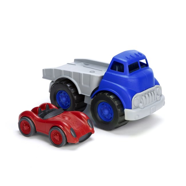 Green Toys Flatbed Truck With Race Care Blue