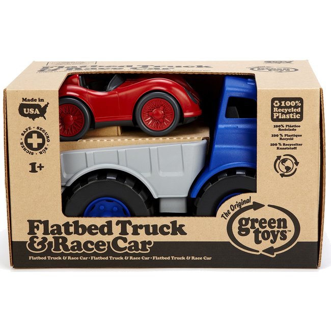 green toys flatbed truck & race car